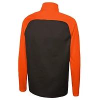 Veste à demi-glissière raglan pour homme New Era Brown Cleveland Browns Combine Authentic O-Line