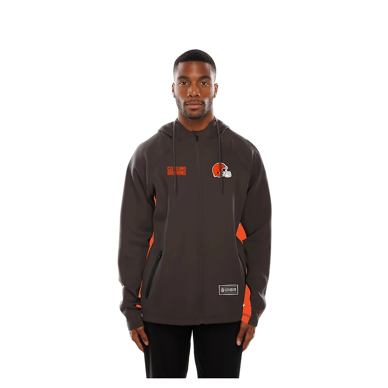 Sweat à capuche zippé intégral en scaphandre Scuba Raglan Authentic des Cleveland Browns de New Era pour homme
