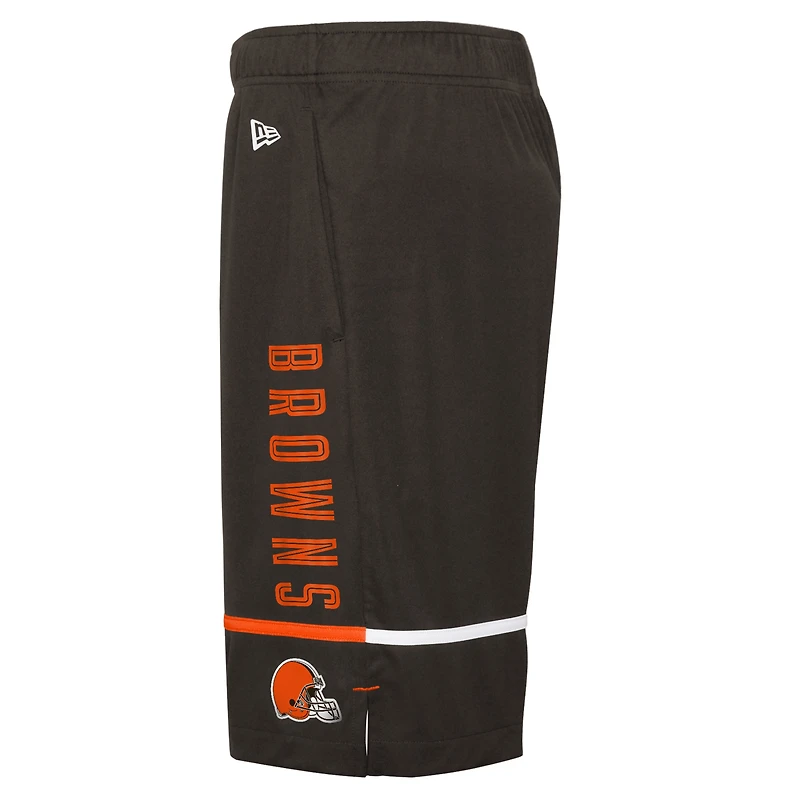 Short d'entraînement pour homme New Era Brown Cleveland Browns Combine Authentic Rusher