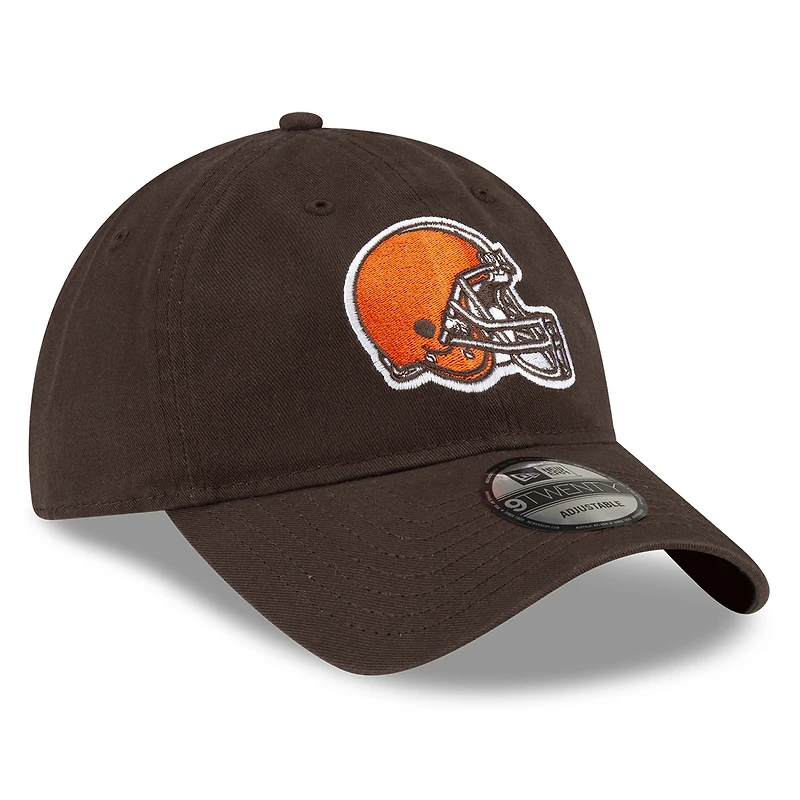 Casquette réglable New Era marron Cleveland Browns Core Classic Primary 9TWENTY pour hommes