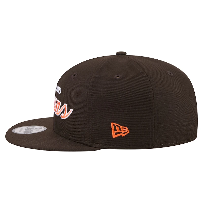 Men's New Era Brown Cleveland Browns Core Team Script 9FIFTY Snapback Hat