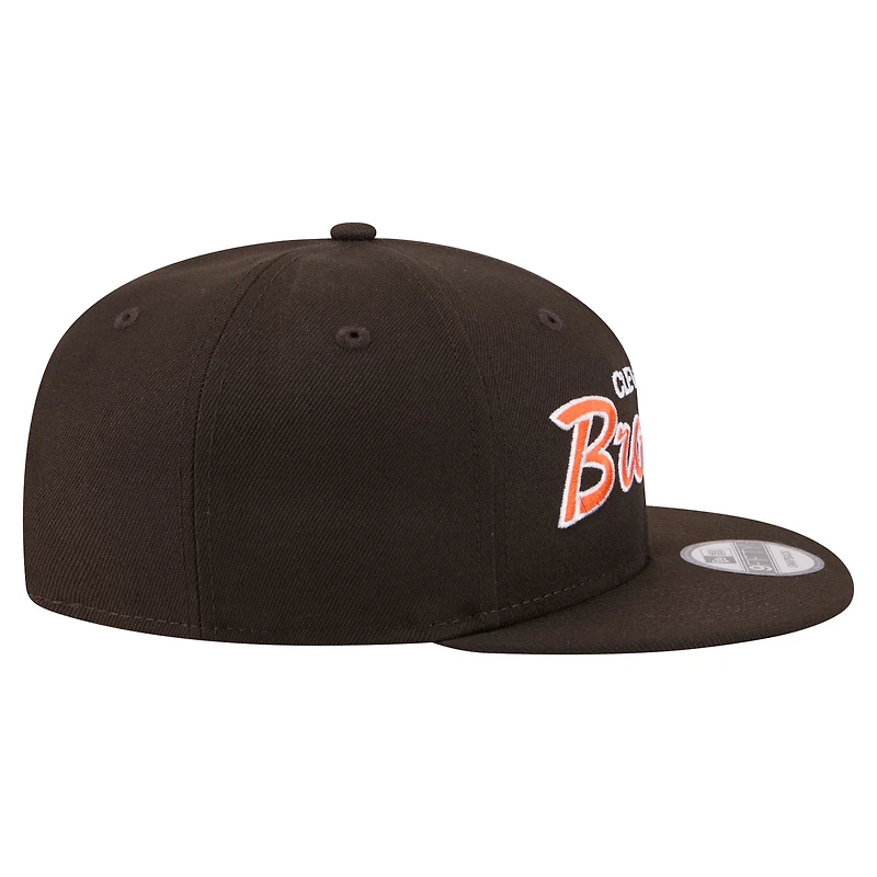 Casquette snapback New Era 9FIFTY marron Cleveland Browns Core Team Script pour homme