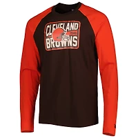 T-shirt à manches longues raglan pour homme Cleveland Browns Current New Era marron
