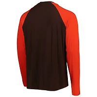 T-shirt à manches longues raglan pour homme Cleveland Browns Current New Era marron
