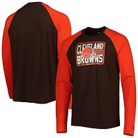 T-shirt à manches longues raglan pour homme Cleveland Browns Current New Era marron