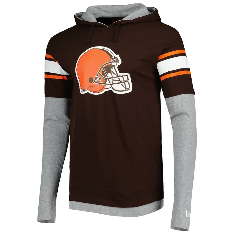 Men's New Era Brown Cleveland Browns Long Sleeve Hoodie T-Shirt