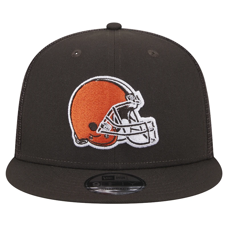 Men's New Era Brown Cleveland Browns  Main Trucker 9FIFTY Snapback Hat