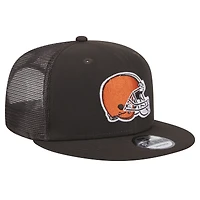 Men's New Era Brown Cleveland Browns  Main Trucker 9FIFTY Snapback Hat
