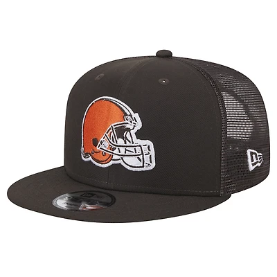 Men's New Era Brown Cleveland Browns  Main Trucker 9FIFTY Snapback Hat