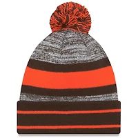 Men's New Era Brown Cleveland Browns Primary Logo - Cuffed Knit Hat with Pom