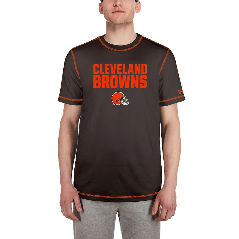 T-shirt New Era marron Cleveland Browns Third Down à imprimé en relief pour homme