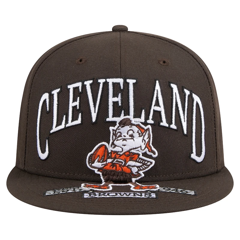 Casquette ajustée surdimensionnée 59FIFTY marron des Cleveland Browns de New Era pour homme