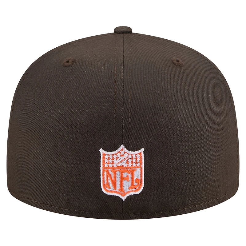 Casquette ajustée surdimensionnée 59FIFTY marron des Cleveland Browns de New Era pour homme
