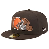 Casquette ajustée Tri-Hit 59FIFTY marron des Cleveland Browns de New Era pour homme