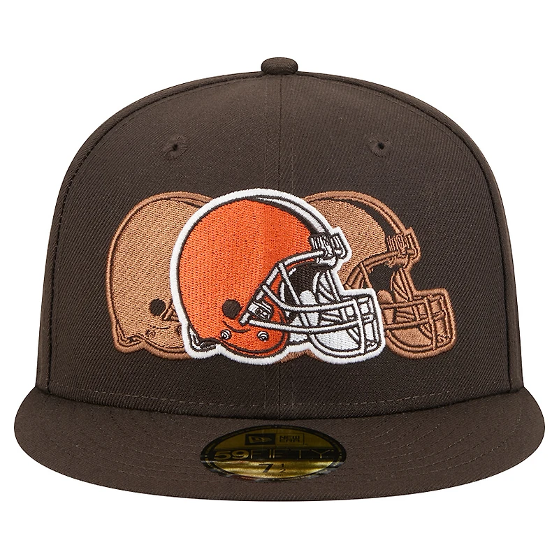 Men's New Era Brown Cleveland Browns Tri-Hit 59FIFTY Fitted Hat