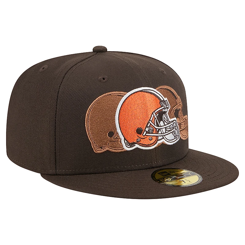 Men's New Era Brown Cleveland Browns Tri-Hit 59FIFTY Fitted Hat