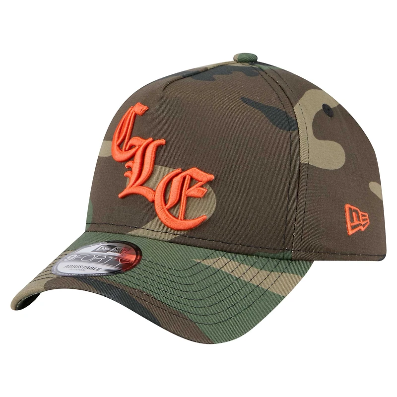 Casquette ajustable New Era Camo Cleveland Browns Mystic Camo A-Frame 9FORTY pour homme