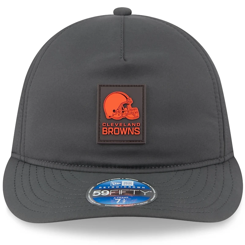 Men's New Era Charcoal Cleveland Browns 2025 Sideline Cold Weather Retro Crown 59FIFTY Fitted Hat