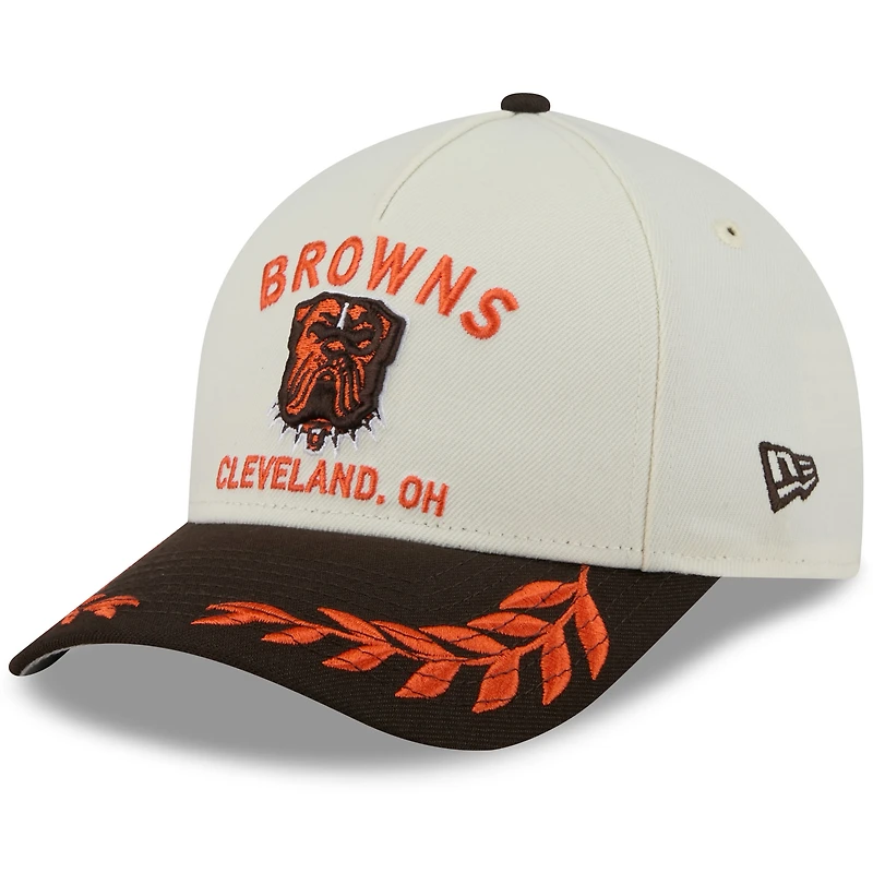 Men's New Era Cream/Brown Cleveland Browns 2025 NFL Draft 9FORTY M-Crown A-Frame Adjustable Hat