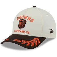 Men's New Era Cream/Brown Cleveland Browns 2025 NFL Draft 9FORTY M-Crown A-Frame Adjustable Hat