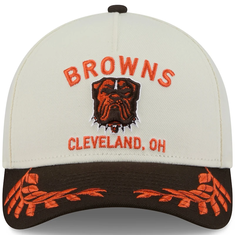 Men's New Era Cream/Brown Cleveland Browns 2025 NFL Draft 9FORTY M-Crown A-Frame Adjustable Hat