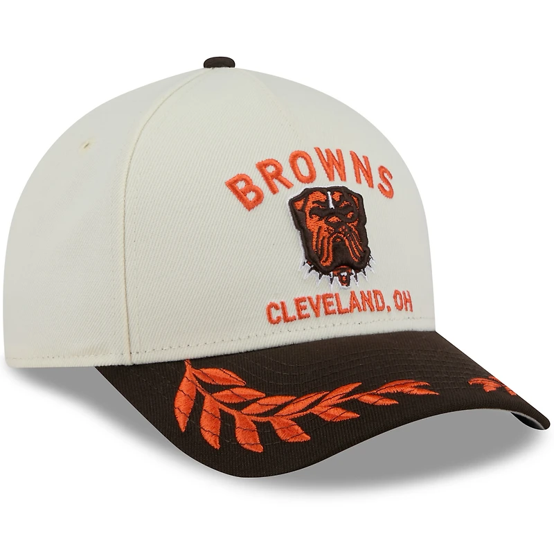 Men's New Era Cream/Brown Cleveland Browns 2025 NFL Draft 9FORTY M-Crown A-Frame Adjustable Hat