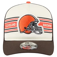 Casquette snapback New Era 9FIFTY Trucker à motif bannière des Cleveland Browns, crème/marron, pour homme