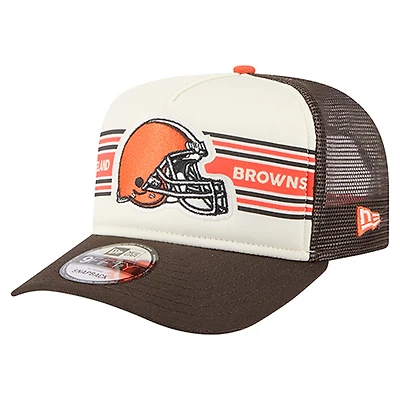 Casquette snapback New Era 9FIFTY Trucker à motif bannière des Cleveland Browns, crème/marron, pour homme