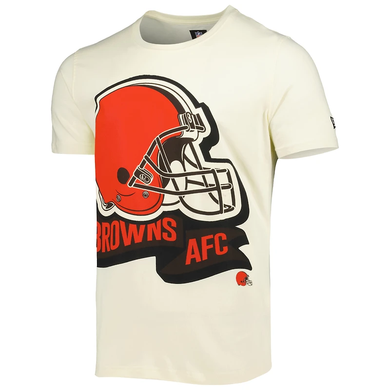 Men's New Era Cream Cleveland Browns Sideline Chrome T-Shirt