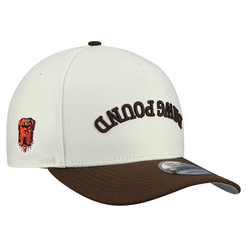 Men's New Era Cream Cleveland Browns Upside Down 9FIFTY A-Frame Snapback Hat