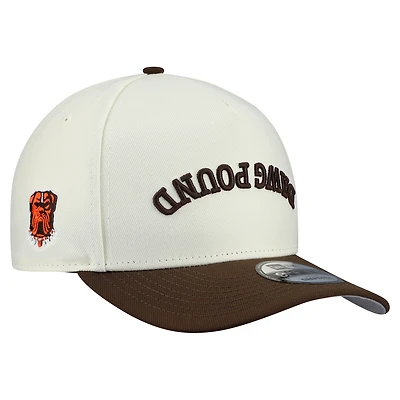 Men's New Era Cream Cleveland Browns Upside Down 9FIFTY A-Frame Snapback Hat