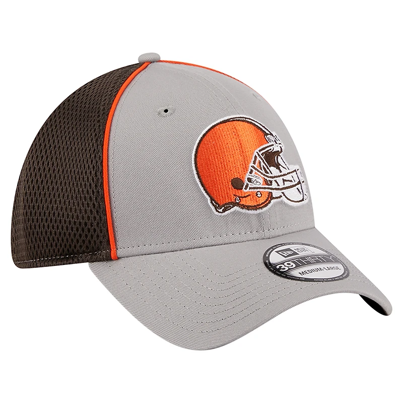 Men's New Era Gray/Brown Cleveland Browns  Pipe 39THIRTY Flex Hat