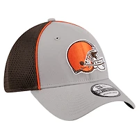 Men's New Era Gray/Brown Cleveland Browns  Pipe 39THIRTY Flex Hat
