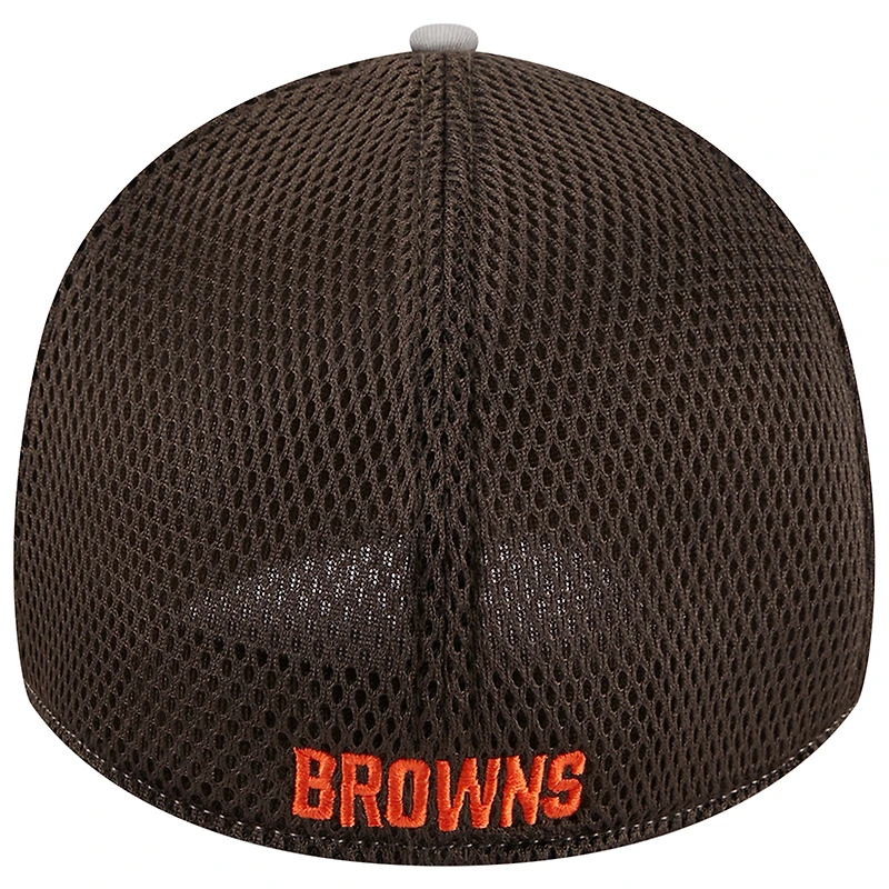 Men's New Era Gray/Brown Cleveland Browns  Pipe 39THIRTY Flex Hat