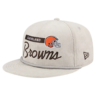 Men's New Era Gray Cleveland Browns Cord Rope Corduroy 9FIFTY Snapback Hat