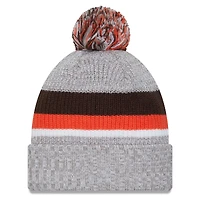 Bonnet en tricot à revers Cleveland Browns New Era pour hommes, gris chin