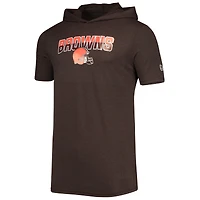 T-shirt à capuche brossé pour homme Cleveland Browns Team New Era Heathered Brown