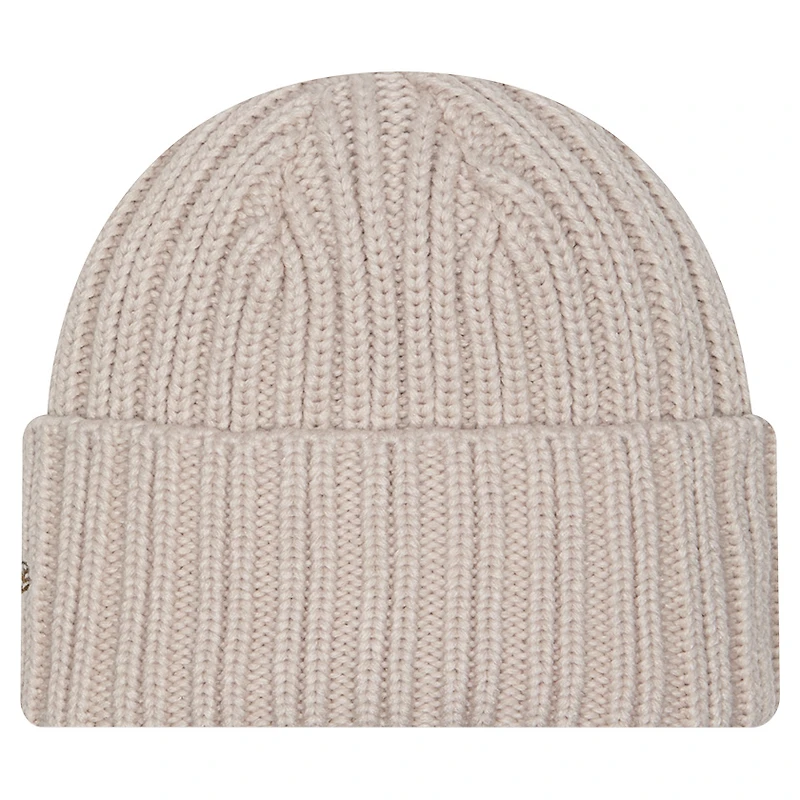 Men's New Era Light Beige Cleveland Browns Logo Applique Cuffed Knit Hat