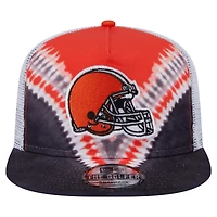Men's New Era Orange/Black Cleveland Browns Throwback Dye Golfer Snapback Hat