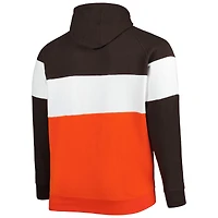Chandail à capuchon en molleton raglan blocs de couleurs actuels Cleveland Browns Big & Tall New Era orange/marron pour homme