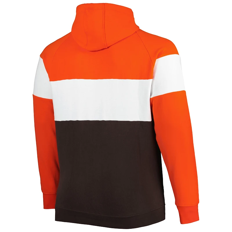 Sweat à capuche raglan Big & Tall Throwback en molleton blocs de couleurs orange/marron New Era pour homme
