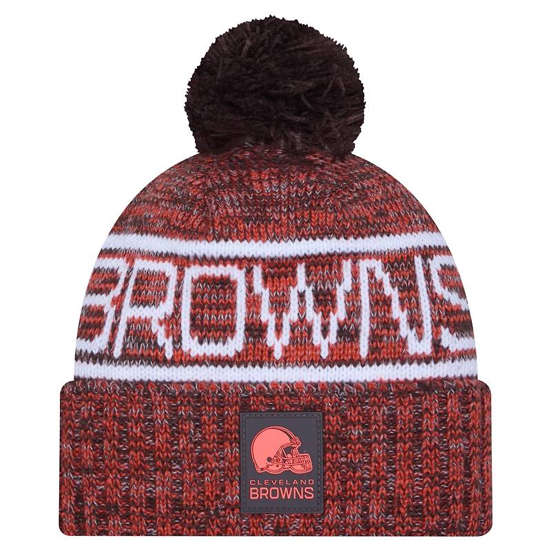 Men's New Era Orange Cleveland Browns 2025 Sideline Cold Weather Cuffed Knit Hat with Pom