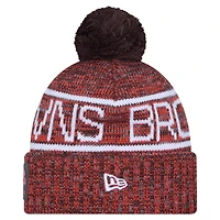 Men's New Era Orange Cleveland Browns 2025 Sideline Cold Weather Cuffed Knit Hat with Pom