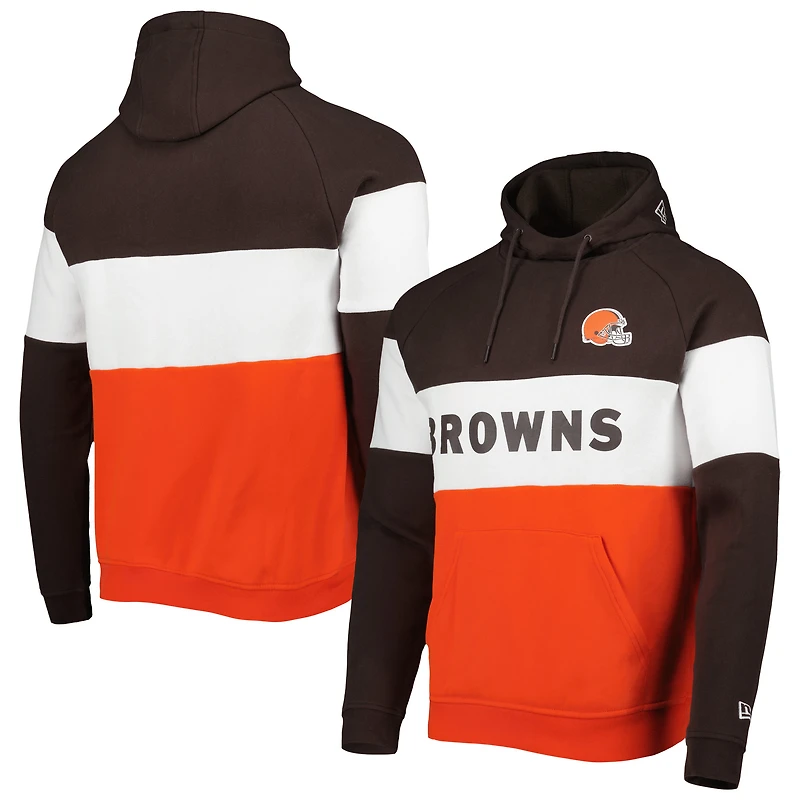 Chandail à capuchon actuel blocs de couleur orange Cleveland Browns New Era pour homme