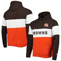 Chandail à capuchon actuel blocs de couleur orange Cleveland Browns New Era pour homme