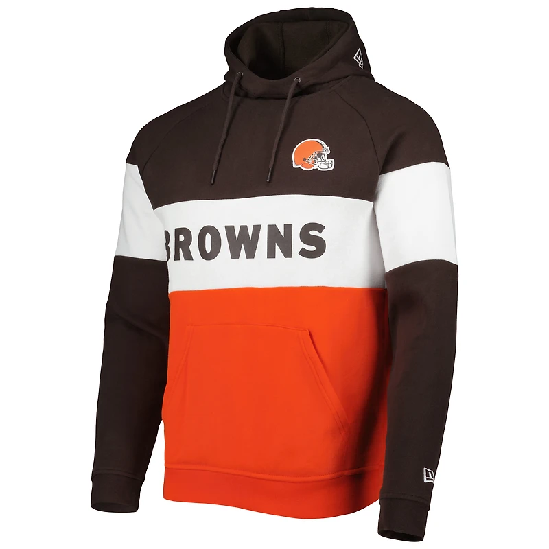 Chandail à capuchon actuel blocs de couleur orange Cleveland Browns New Era pour homme
