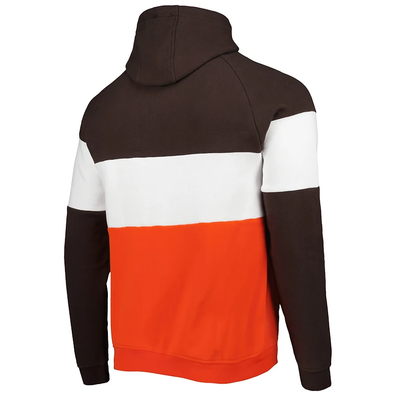 Chandail à capuchon actuel blocs de couleur orange Cleveland Browns New Era pour homme