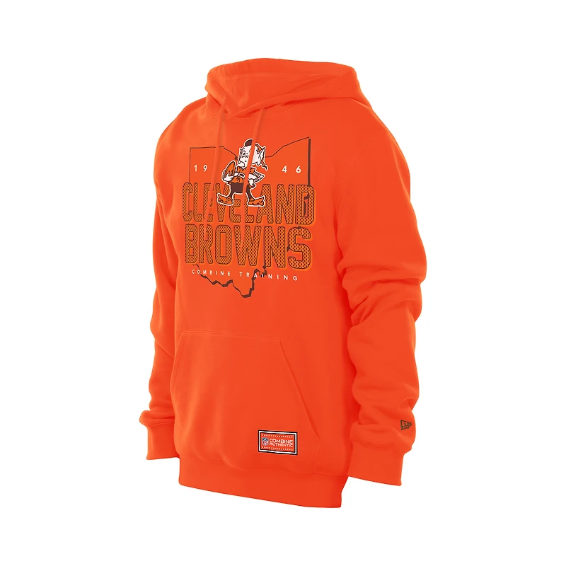 Men's New Era Orange Cleveland Browns Combine Authentic Local State Throwback Hoodie
