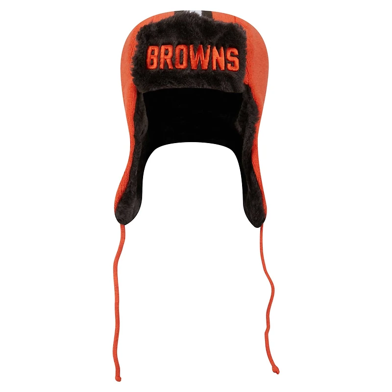 Casquette en tricot orange Cleveland Browns Helmet Head Trapper de New Era pour homme