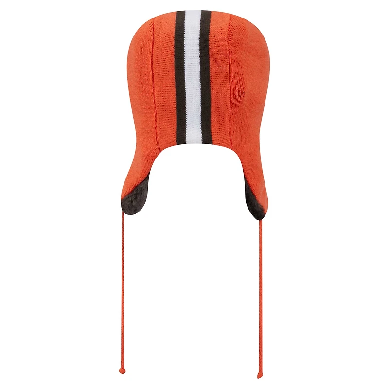 Casquette en tricot orange Cleveland Browns Helmet Head Trapper de New Era pour homme